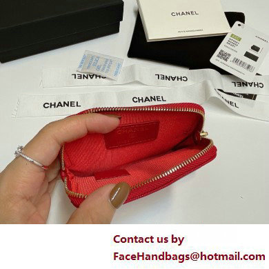 Chanel Grained Calfskin  &  Gold-Tone Metal Zip Coin Purse AP2061 Red 2025